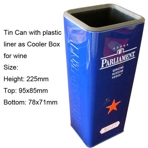Wine Cooler Tin Box with       Plastic Inner